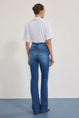 TRENDYOLMILLA Koyu Mavi Yuksek Bel Flare Jeans TWOSS25JE00109  фото 9