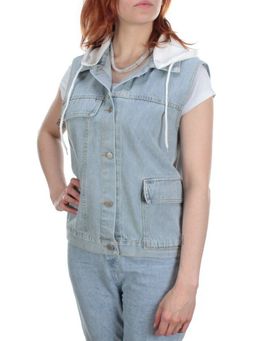 803 BLUE/BLACK Джинсовый жилет женский (100% хлопок) - Фабричный китай фото 34