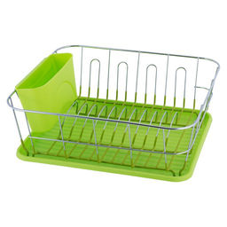 Сушилка для посуды 37*33*13,5см. из хромированной стали с поддоном (0763A) /KAMILLE/  фото 3