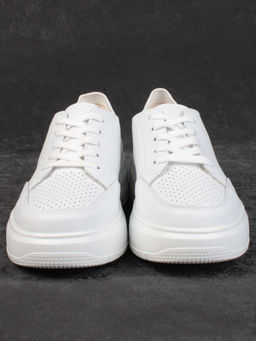 05-HY14-2D WHITE Кроссовки женские (натуральная кожа)