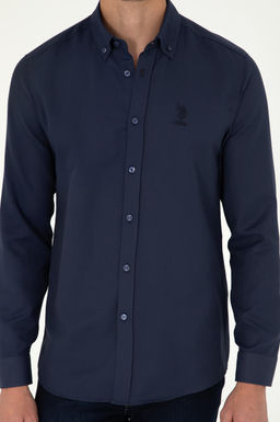 Мужская темно-синяя базовая рубашка с длинным рукавом - U.s. polo assn фото 6