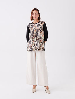 Bisiklet Yaka Desenli Kad?n Ti??rt