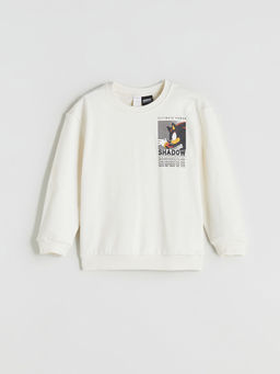 Bisiklet Yaka Sonic Bask?l? Erkek ?ocuk Sweatshirt