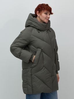 Пальто двубортная зимнее утепленное женское зеленого цвета 7732Z - Visdeer фото 3