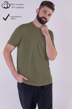 Арт. 67114/3 Футболка  мужская однотонная с лайкрой 48-58 (6 шт) Цвет:хаки