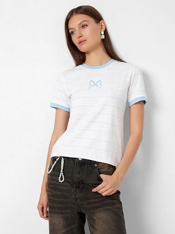 Футболка женская белая с вышитым бантиком на груди - Mark formelle фото 6