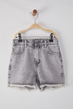 Ekru K?z Cocuk %100 Pamuk Regular/Normal Kal?p Cepli Lastikli Denim Sort TKDSS25SR00010 - Trendyolmilla фото 3