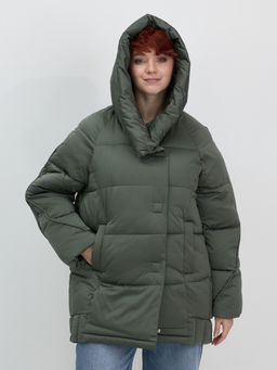 Куртка зимняя женская с капюшоном модная цвета хаки 7651Kh - Visdeer фото 13
