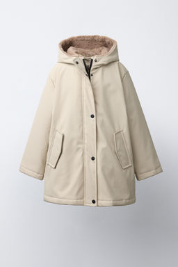 WATER-REPELLENT RUBBERISED FAUX FUR JACKET