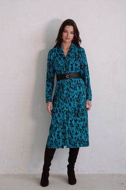 Martichelli Платье-рубашка с английским воротником тёмно-бирюзовое  фото 9