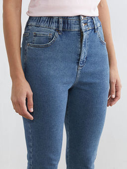 Y?ksek Bel Slim Mom Kad?n Jean Pantolon