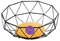 Корзина для фруктов 27*27*11 см "Черная" с бамбуковым дном