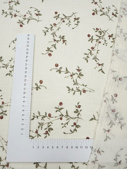 Муслин двухслойный с эф.жатости Ягодные веточки цв.сливочный, ш.1.4м, хл-100%, 110гр/м.кв - Купава фото 3