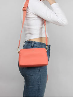Сумка женская искусственная кожа DJ-СМ 7334- LIVING CORAL, 1отд, плечевой ремень, коралл SALE 263830 - Adelia фото 9