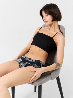 Цена за 2 штуки! Трусы шорты женские черные с принтом - Mark formelle фото 7