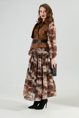 Костюм NIKVA н1022-1 шоколад и тигровая абстракция  фото 5