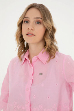 U. S. Polo Assn / Женская розовая рубашка с длинным рукавом - U.s. polo assn фото 2