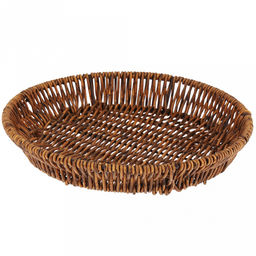 Корзина-сухарница плетеная Кондитер д24,5см h4см, полипропилен, коричневый, металлический каркас, форма круглая (Китай)