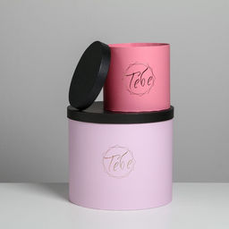 Набор коробок для цветов 5 в 1, упаковка подарочная, Чёрно-розовые, 14?14?13 см - 22?22?19.5 см