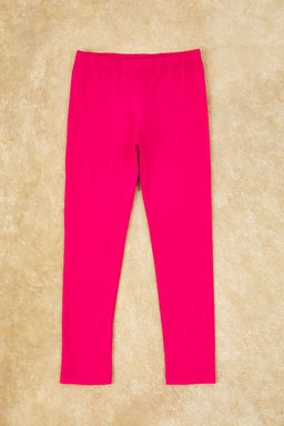 Indigo-Pembe 2li Pamuklu K?z Cocuk Duz Orme Tayt TKDSS25TA00006 - Trendyolmilla фото 3