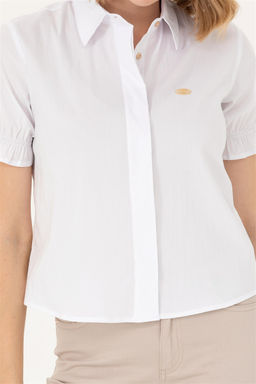 Женская белая рубашка с коротким рукавом - U.s. polo assn фото 13