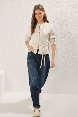 Ekru Regular Kusakl? Suet Ince Ceket Mont TWOSS25MO00043 - Trendyolmilla фото 2