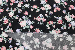 Штапель Премиум Винтажные букетики из роз на черном, 1.45м, вискоза-100%, 110гр/м.кв - Купава фото 10