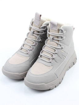 04-WB011-2M GRAY Кроссовки зимние женские (натуральная кожа, 100% шерсть)