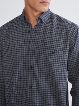 Regular Fit Uzun Kollu Ekose Gabardin Erkek G?mlek