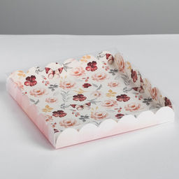 Цена за 5 шт. Коробка для печенья, кондитерская упаковка с пластиковой крышкой, Только для тебя, 21?21?3 см