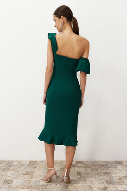 Zumrut Yesili F?rf?rl? Dokuma S?k Abiye Elbise TPRSS24EL00153 - Trendyolmilla фото 6