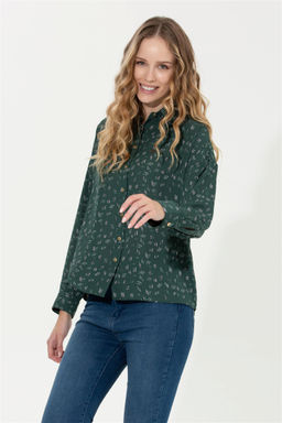 Женская зеленая рубашка с длинным рукавом Неожиданная скидка в корзине