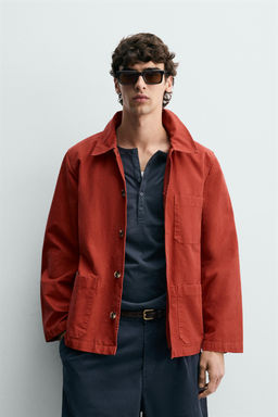 SOBRECAMISA REGULAR FIT LAVADO / Rojo - Zara фото 2