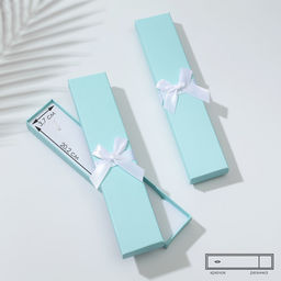 Цена за 6 шт. Коробочка подарочная под браслет, цепочку, часы «Тиффани», 21×4 см, (полезная часть 20.2×3.7 см,) голубая