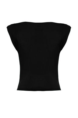 Siyah Degaje Yaka Vatkal? Sandy Esnek Orme Bluz TWOSS24BZ00597 - Trendyolmilla фото 8