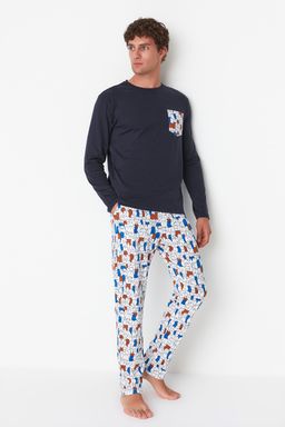 TRENDYOL MAN Cok Renkli Regular Fit Bask?l? %100 Pamuk Pijama Tak?m? TMNAW22PT1072 - Trendyolmilla фото 2