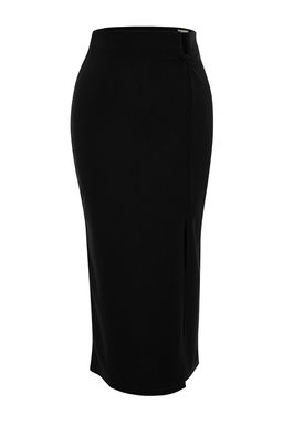 TRENDYOLMILLA Siyah Krep Tokal? Y?rtmac detayl? Maxi Yuksek Bel Esnek Orme Etek TWOAW24ET00054  фото 6