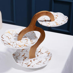 Блюдо керамическое для пирожных 3-х ярусное «Марбл», d=15/18/20 см