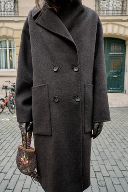 LONG DOUBLE-BREASTED WOOL COAT - Zara фото 8