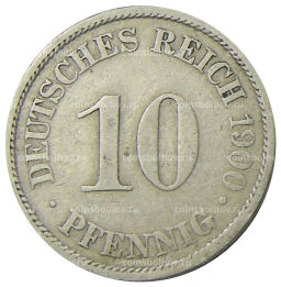 Монета 10 пфеннигов 1900 года А Германия