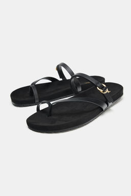 SANDALIA PLANA TIRAS PIEL / Negro - Zara фото 4