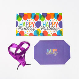 Цена за 12 шт. Коробка Самосборная С днем рождения фиолетовая 10х10х10 см - Simaland фото 5