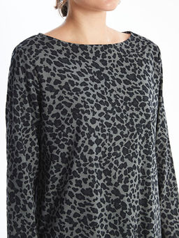 Bisiklet Yaka Desenli Uzun Kollu Kad?n Bluz