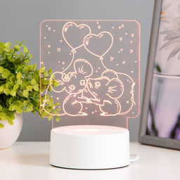 Светильник 3D RISALUX «Мышата», LED-ночник, RGB, от сети, 11.2×9.5×12.6 см