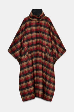 ZW COLLECTION LIMITED EDITION WOOL BLEND CHECK CAPE - Zara фото 14