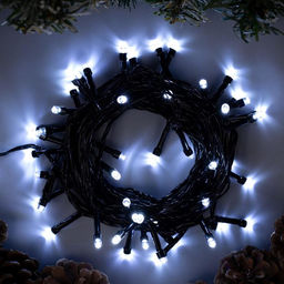 Гирлянда Нить 5 м, IP20, тёмная нить, 50 LED, 8 режимов, 220 В, свечение белое