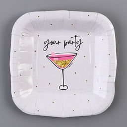 Цена за 10 шт. Тарелка одноразовая бумажная квадратная "Праздничная"вечеринка, 16,5х16,5 см