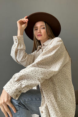 Рубашка женская HUG077/02/Молочный, коричневый - Rise фото 5