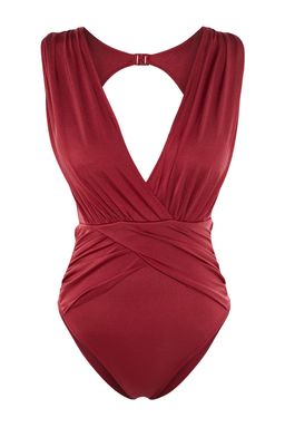 TRENDYOLMILLA Kiremit V Yaka Drapeli Regular Mayo TBESS21MA0042  фото 19