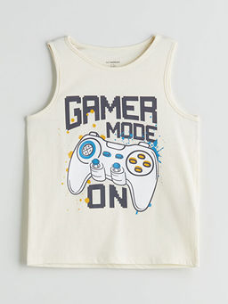 Bisiklet Yaka Bask?l? Erkek ?ocuk Atlet